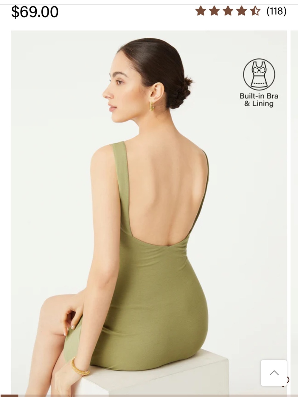 Olive Green Scoop-Back Bodycon Dress